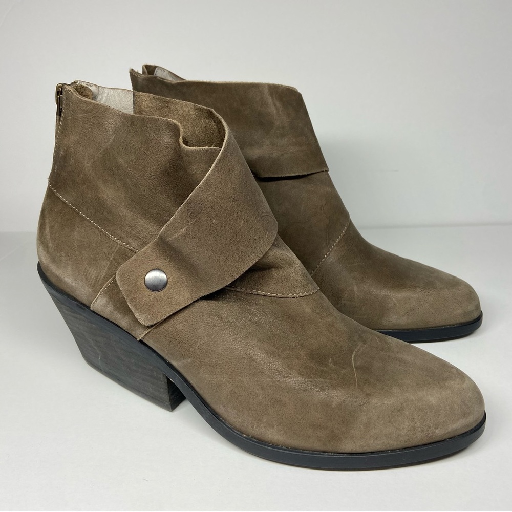 Eileen Fisher Size 40 Billie Tag Leather Wrap Nubuck Leather Boot Ankle Booties